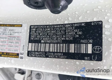 2019 Toyota C-Hr Xle z USA, uszkodzony, nr VIN NMTKHMBXXKR097953